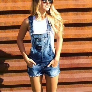Guess Light Blue Denim Overall Romper